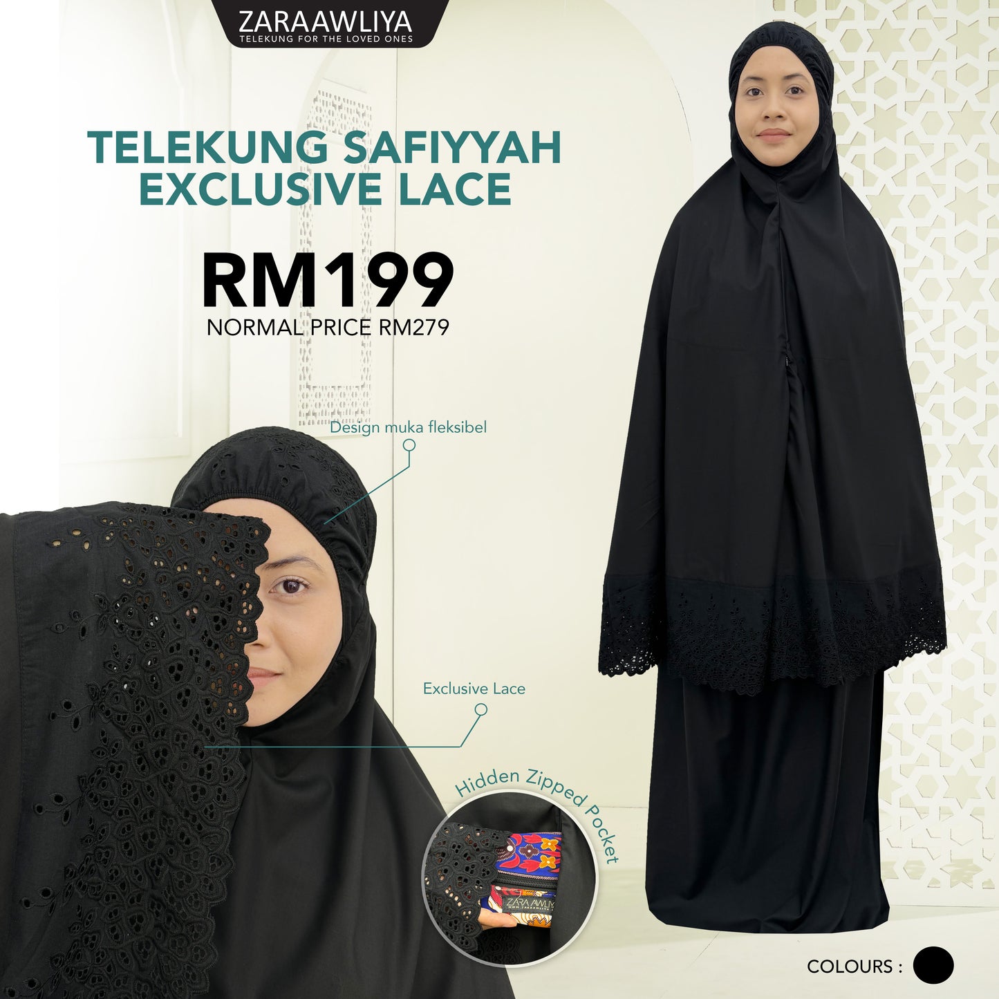Telekung Premium Safiyyah (Haramain Edition)
