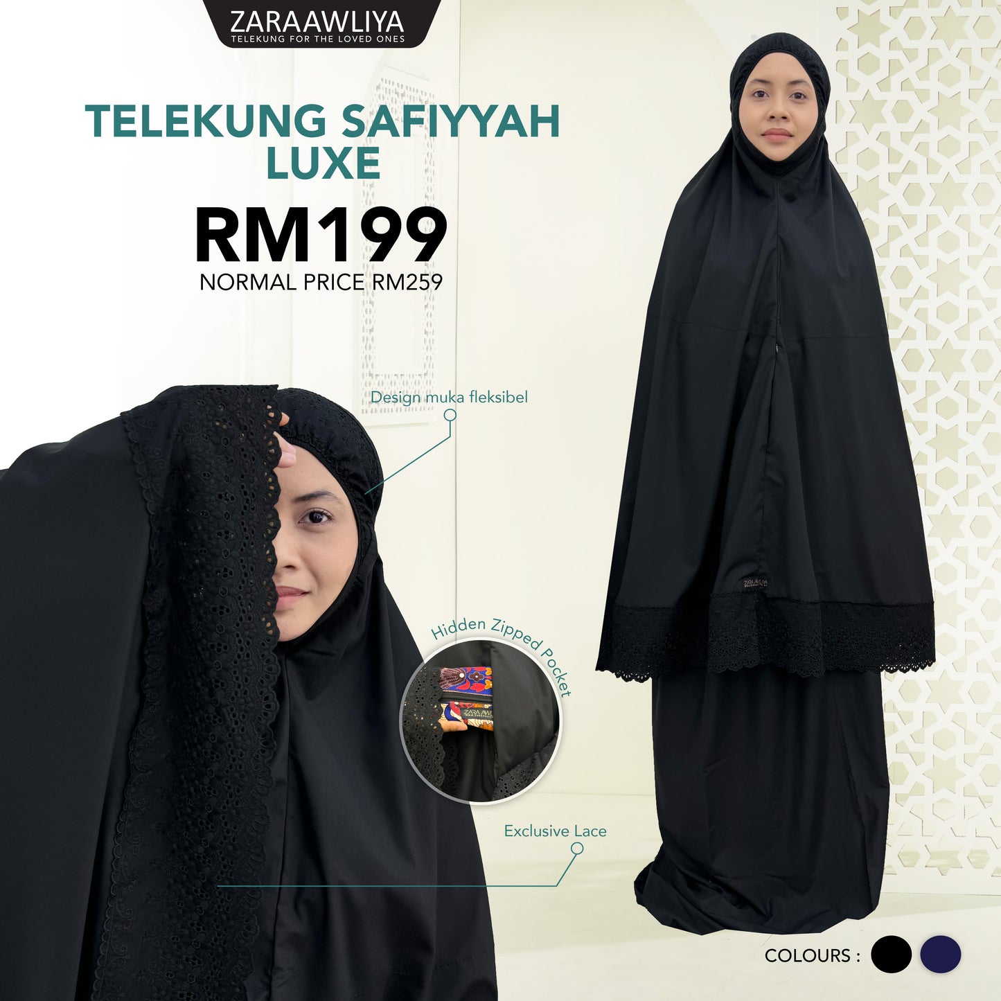 Telekung Premium Safiyyah (Haramain Edition)